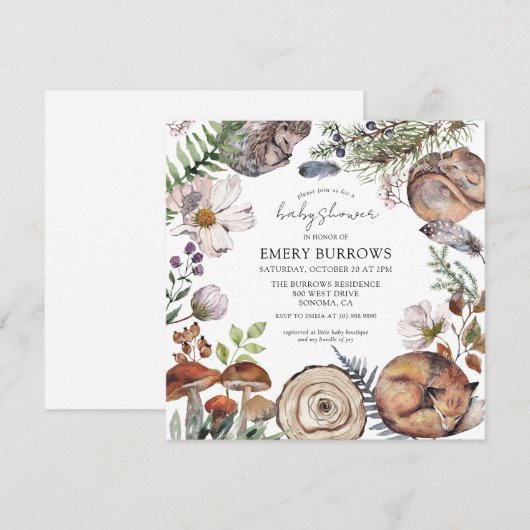 Baby shower Bosbossen Kaart (Voorkant / Achterkant)