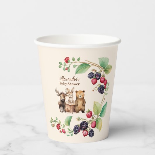 Baby shower Bosbossen Papieren Bekers (Achterkant)