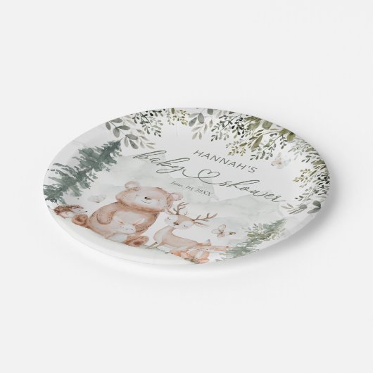 Baby shower Bosbossen Papieren Bordje (Gekanteld)
