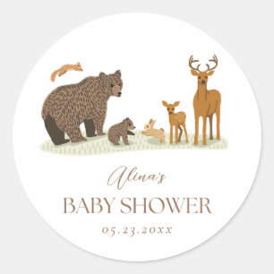 Baby shower Bosbossen Ronde Sticker