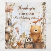 Baby shower Bosbossen Wijn Etiket (Enkel label)