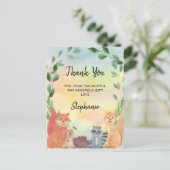 Baby shower Bosdieren Dank u Briefkaart (Staand voorkant)