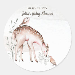 Baby Shower Bosdieren Ronde Sticker