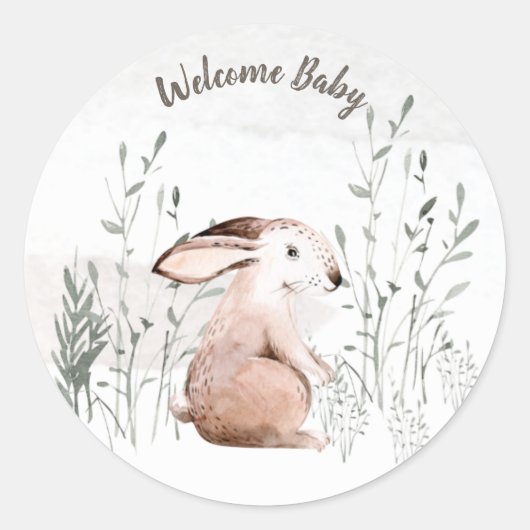 Baby shower bosdieren ronde sticker (Voorkant)
