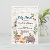 Baby shower bosdieren Snowflakes Kaart (Staand voorkant)