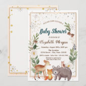 Baby shower bosdieren Snowflakes Kaart (Voorkant / Achterkant)