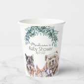 Baby shower bosdieren Waterverf gebladerte Papieren Bekers (Voorkant)
