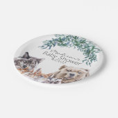 Baby shower bosdieren Waterverf gebladerte Papieren Bordje (Gekanteld)