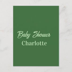 Baby shower bosgroen pastel naam eenvoudig minimaa briefkaart
