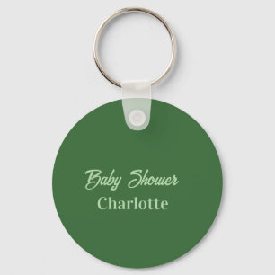 Baby shower bosgroen pastel naam eenvoudig minimaa sleutelhanger
