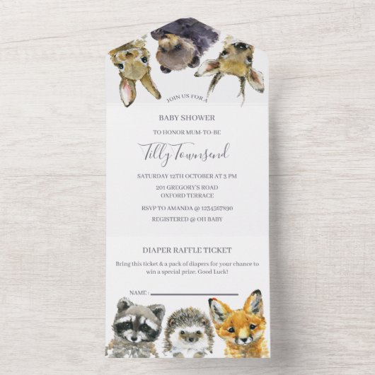 Baby shower Bosland All In One Uitnodiging (Binnen)