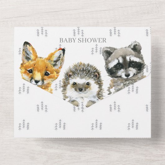 Baby shower Bosland All In One Uitnodiging (Achterkant)