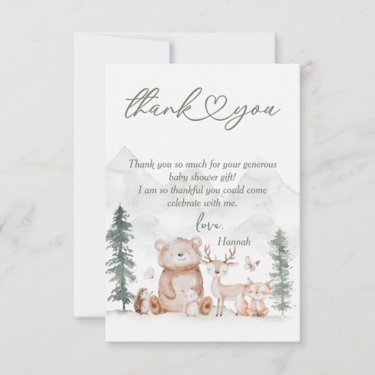 Baby shower Bosland Bedankkaart (Voorkant)