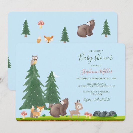 Baby shower Bosland Kaart (Voorkant / Achterkant)