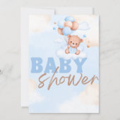 Baby shower bosland liefdevolle beer blauw kaart (Achterkant)