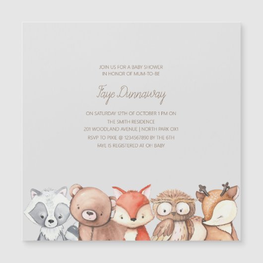 Baby shower Bosland Magnetische Uitnodiging (Voorkant)