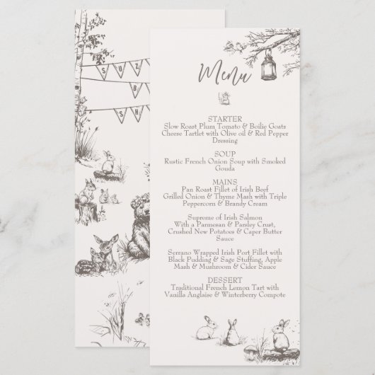 Baby shower Bosland Menu (Voorkant / Achterkant)