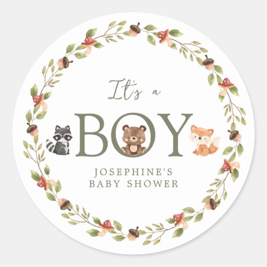 Baby shower Bosland Ronde Sticker (Voorkant)