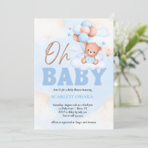 Baby shower bosland schattige beer blauw kaart