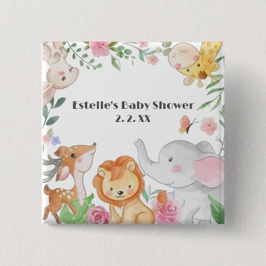 Baby shower Bosland Vierkante Button 5,1 Cm (Voorkant)