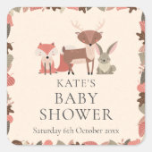 Baby shower Bosland Vierkante Sticker (Voorkant)