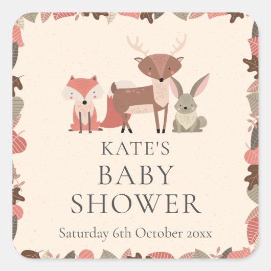 Baby shower Bosland Vierkante Sticker (Voorkant)