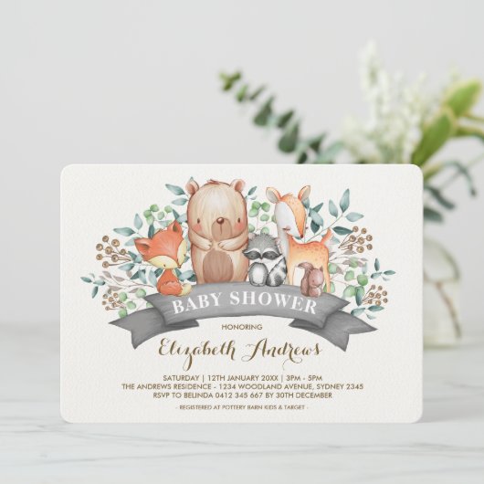 Baby shower Bosland | Witwoud Kaart (Staand voorkant)