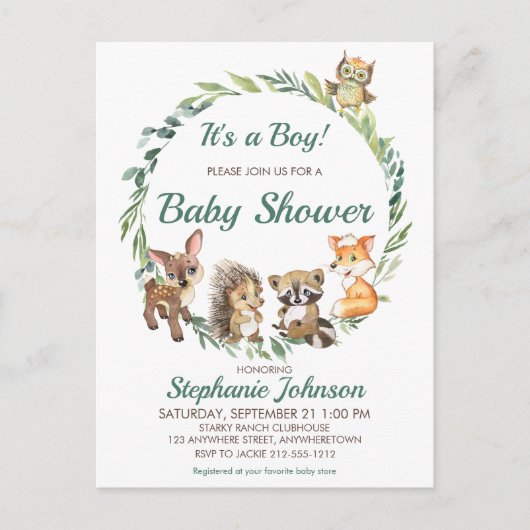Baby shower Bossen Briefkaart (Voorkant)