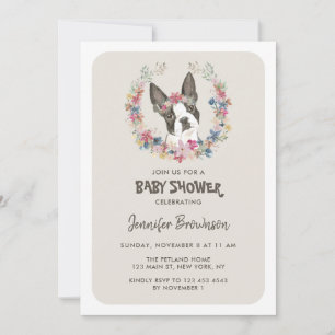 Baby shower Boston Terrier Kaart