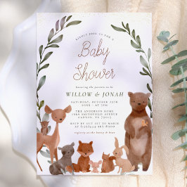 Baby shower bosvriendelijk bos en bos groen kaart