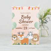 Baby shower bosvriendelijk bos en bos groen kaart (Staand voorkant)