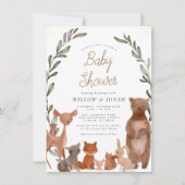 Baby shower bosvriendelijk bos en bos groen kaart (Voorkant)