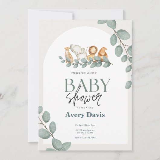 Baby shower bosvriendelijk bos en bos groen save the date (Voorkant)