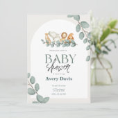 Baby shower bosvriendelijk bos en bos groen save the date (Staand voorkant)