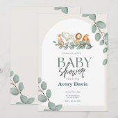 Baby shower bosvriendelijk bos en bos groen save the date (Voorkant / Achterkant)