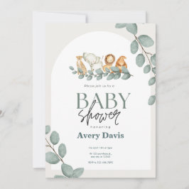 Baby shower bosvriendelijk bos en bos groen save the date