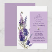 Baby shower Botanische Lavendel Bloemen Paarse Kaart (Voorkant / Achterkant)