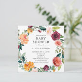 Baby shower Bourgondië Blush Roze Bloemkrans Kaart (Staand voorkant)