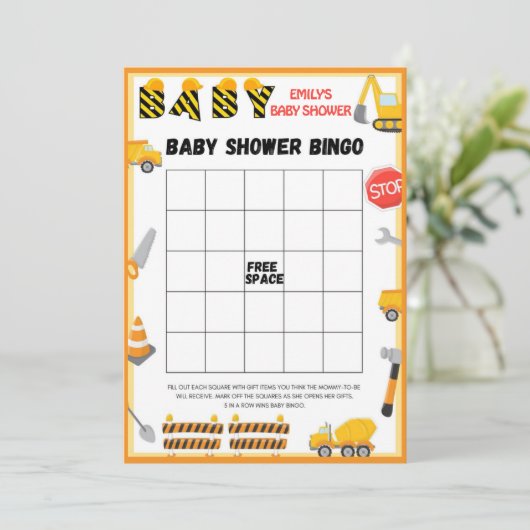 Baby shower bouwstijl - Editable Name - Kaart (Staand voorkant)