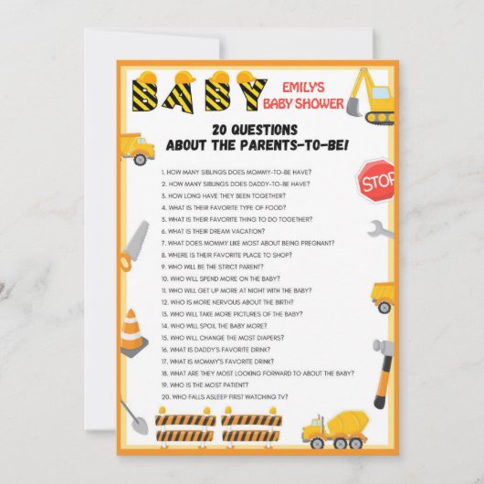 Baby shower bouwstijl - Editable Name - Kaart (Voorkant)