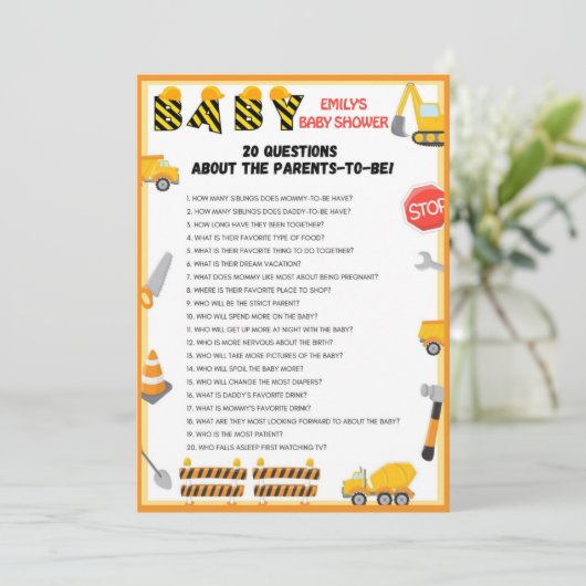 Baby shower bouwstijl - Editable Name - Kaart (Staand voorkant)