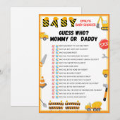 Baby shower bouwstijl - Editable Name - Kaart (Voorkant / Achterkant)