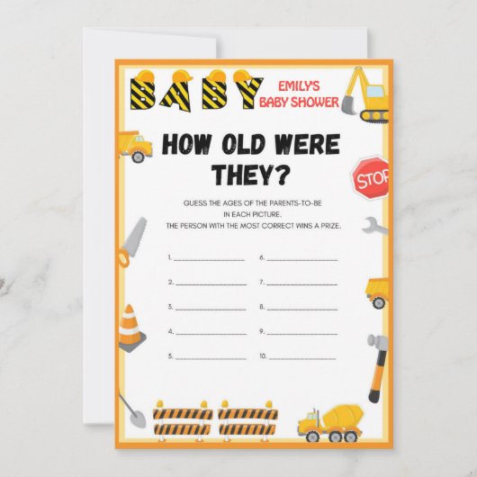 Baby shower bouwstijl - Editable Name - Kaart (Voorkant)