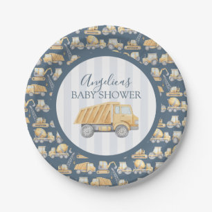 Baby shower bouwwagen papieren bordje