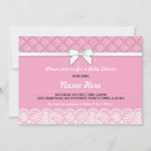 Baby shower Bow Lace Parels GirI Roze Tweeling Uit Kaart (Voorkant)