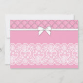 Baby shower Bow Lace Parels GirI Roze Tweeling Uit Kaart (Achterkant)