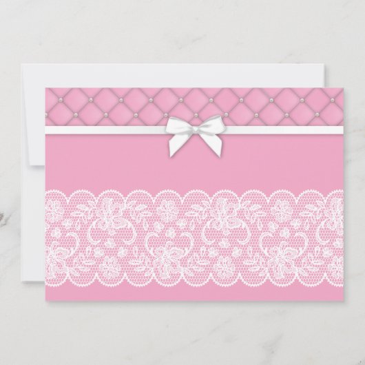 Baby shower Bow Lace Parels GirI Roze Tweeling Uit Kaart (Achterkant)