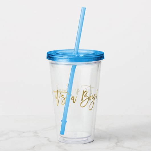 baby shower Boy Acryl Drinkbeker (Achterkant)