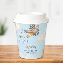 Baby Shower Boy  Adorable Bear Pilot Papieren Bekers