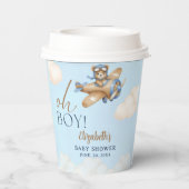 Baby Shower Boy  Adorable Bear Pilot Papieren Bekers (Achterkant)